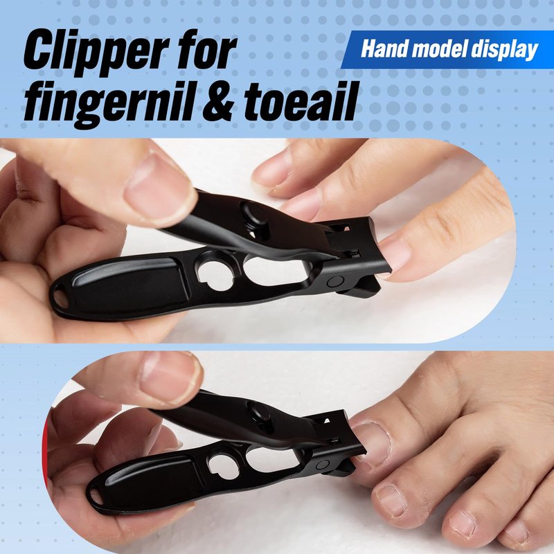 Swocky German Nail Clippers, Premium Stainless Steel Wide Jaw Anti Splash Design,Ultra Sharp Heavy Duty Clippers with Ergonomic Lever,Perfect for Men,Women, and Seniors(Black)