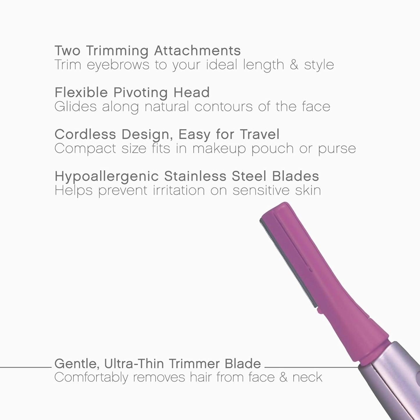 Panasonic Women's Facial Hair Remover - Eyebrow Trimmer with Pivoting Head & 2 Gentle Blades | Battery-Operated, Compact Design