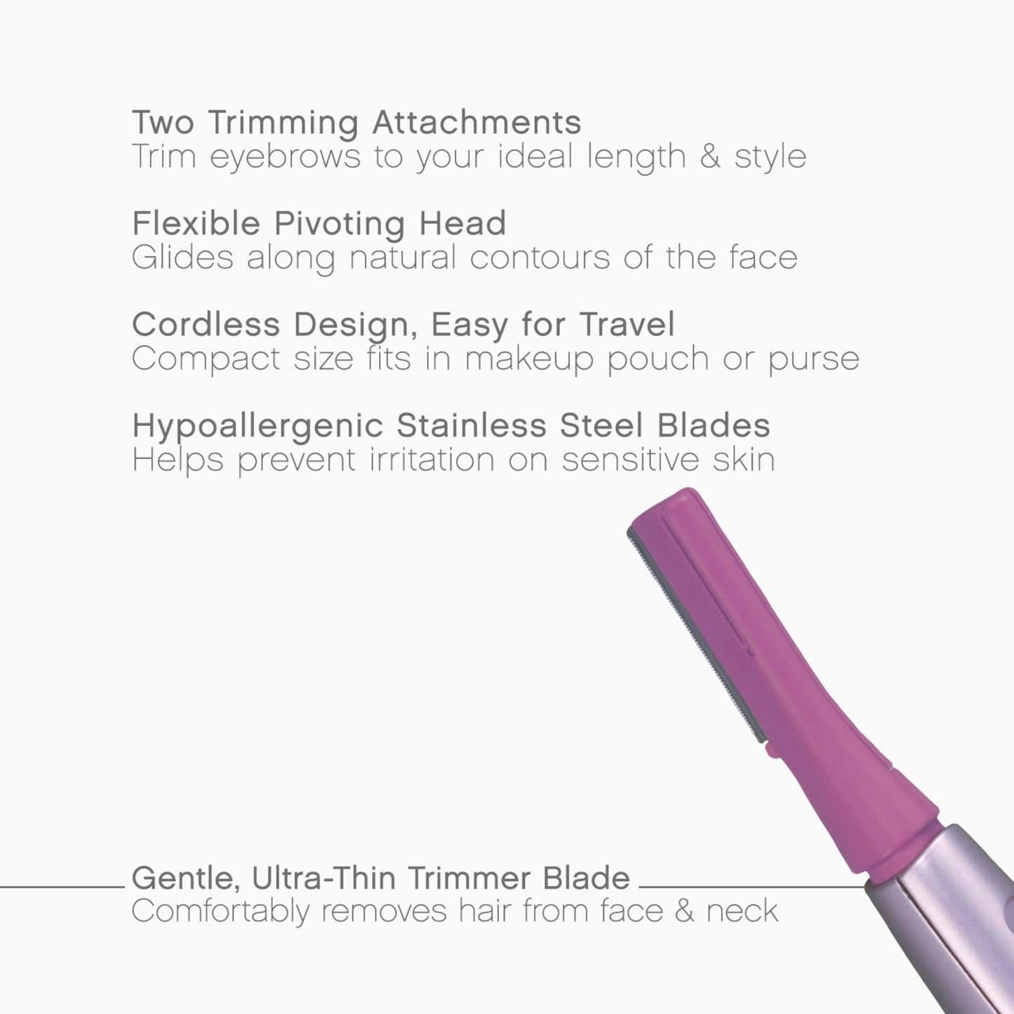 Panasonic Women’s Facial Hair Remover and Eyebrow Trimmer with Pivoting Head, Includes 2 Gentle Blades for Brows, Face and Trim Attachments, Battery-Operated – ES2113PC (Pack of 5)