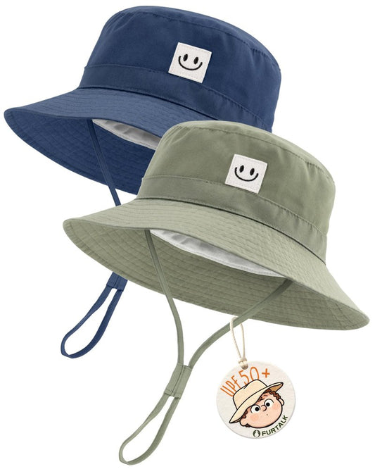 FURTALK Baby Sun Hat Smile Face Toddler Boys Girls Bucket Hat 0-5 Years Kids UPF 50+ Sun Protection Summer Hats
