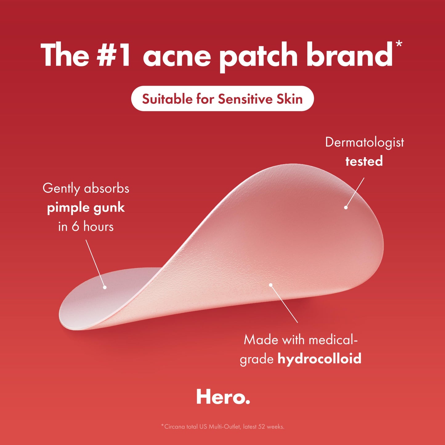 Mighty Patch Original Patch from Hero Cosmetics - #1 Best Selling Hydrocolloid Acne Pimple Patches for Face, Shrinking Zits & Whiteheads in 1 Use, Nighttime Spot Pimple Stickers for Face, 75 Count