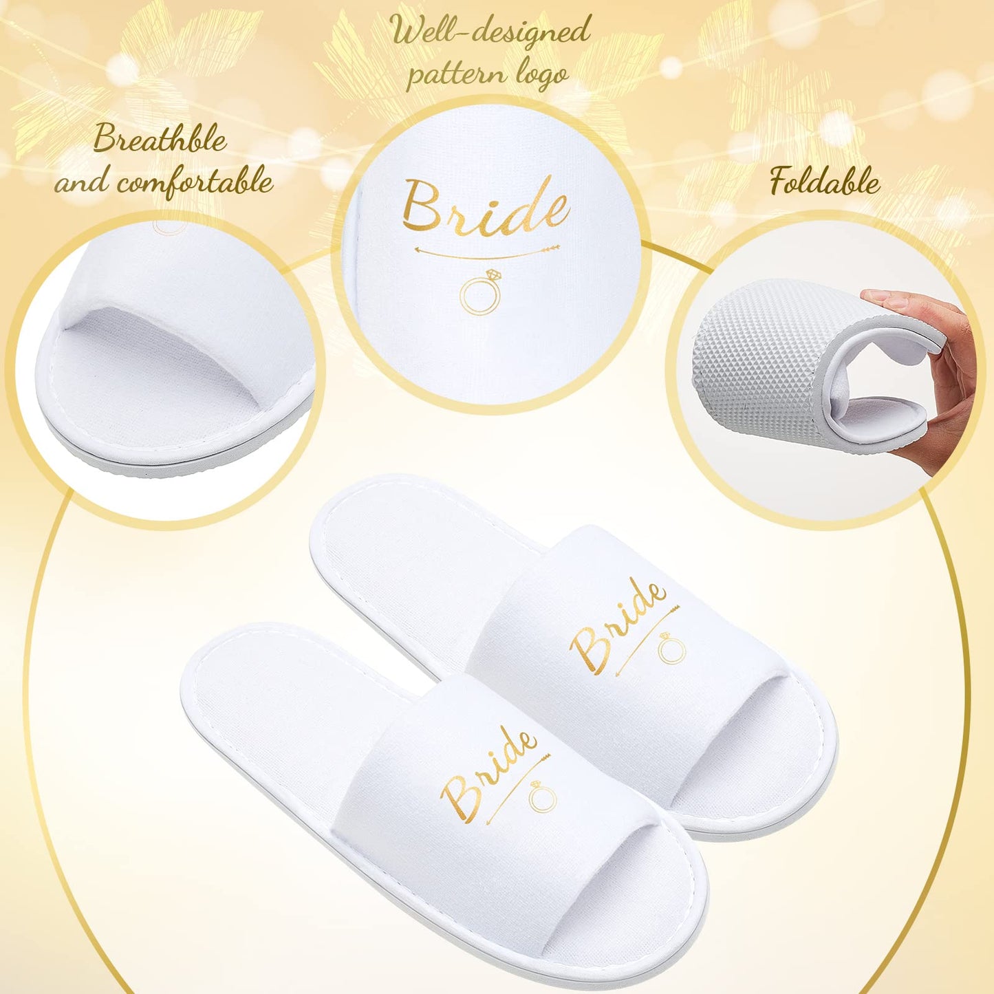 Ramede Set of 12 Bridesmaid Slippers, Disposable Wedding Slippers Bulk, Bride & Bridesmaid Tribe Gifts for Wedding Day Bridal Party, Bachelorette Party Favors (one Size Fits Us 6-10)