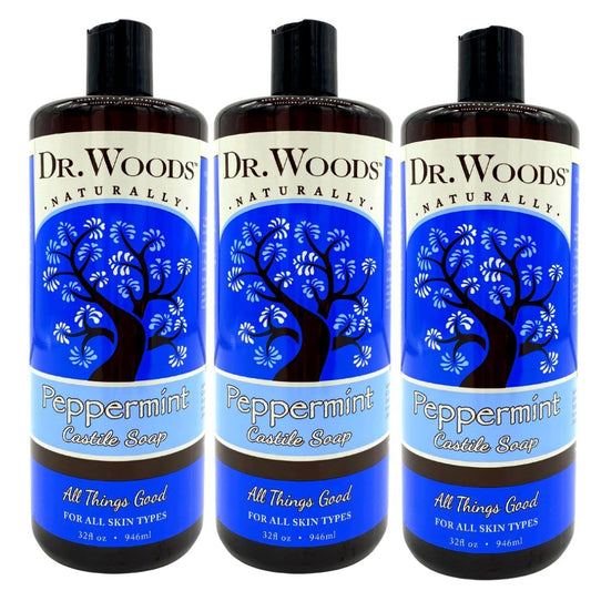 Dr. Woods Peppermint Liquid Castile Soap - 32 Fl Oz, Pack of 3