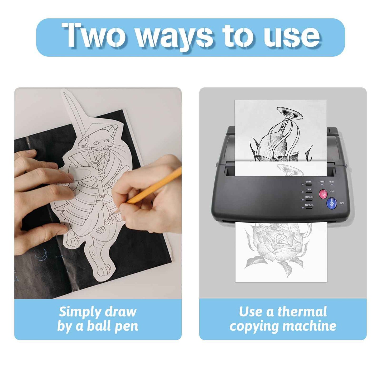 Combofix 25PCS Tattoo Skin with Transfer Paper Kit, Include 5PCS 3MM Blank Tattoo Practice Fake Skin and 20PCS Transfer Paper for Beginners & Artists Tattooing Supplies