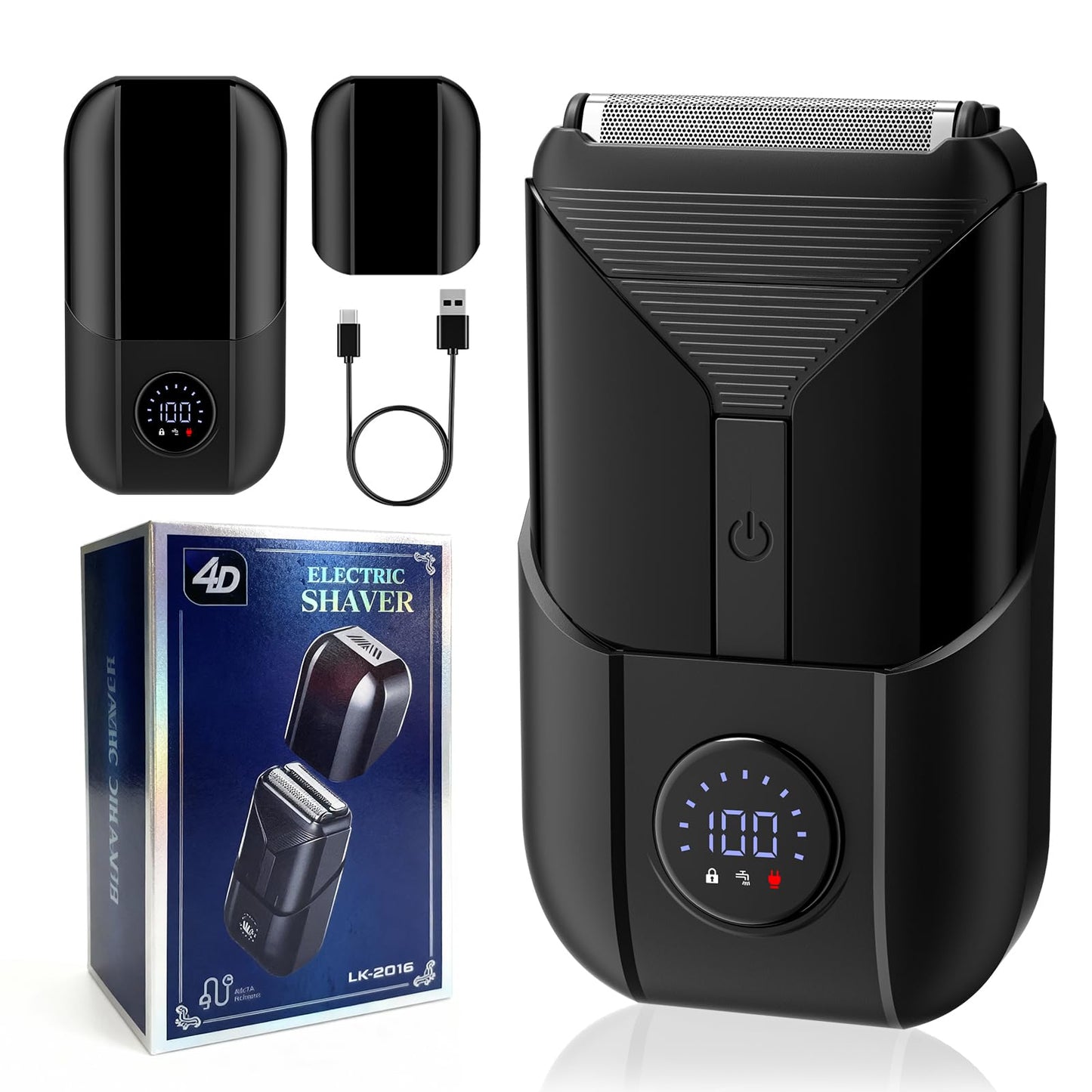 VNTGSHAVER Close Shave Electric Foil Shavers for Men, 3-Speed Electric Razor, Bald Head Shavers, Face Shaving Beard Trimmer with LCD Display, Gifts for Men(Black)