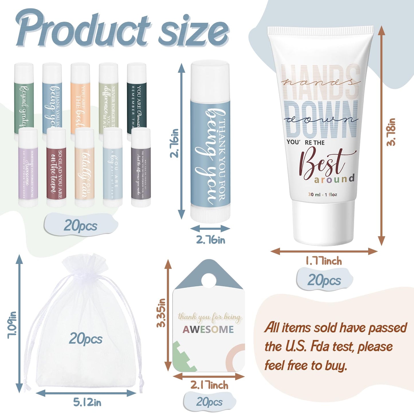 20 Sets CNA Week Thank You Gifts Bulk for Women Inspirational Hand Cream and Lip Balm Set Teacher Appreciation Gifts for Graduation Office Staff Assistant Team Coworker Summer Favor