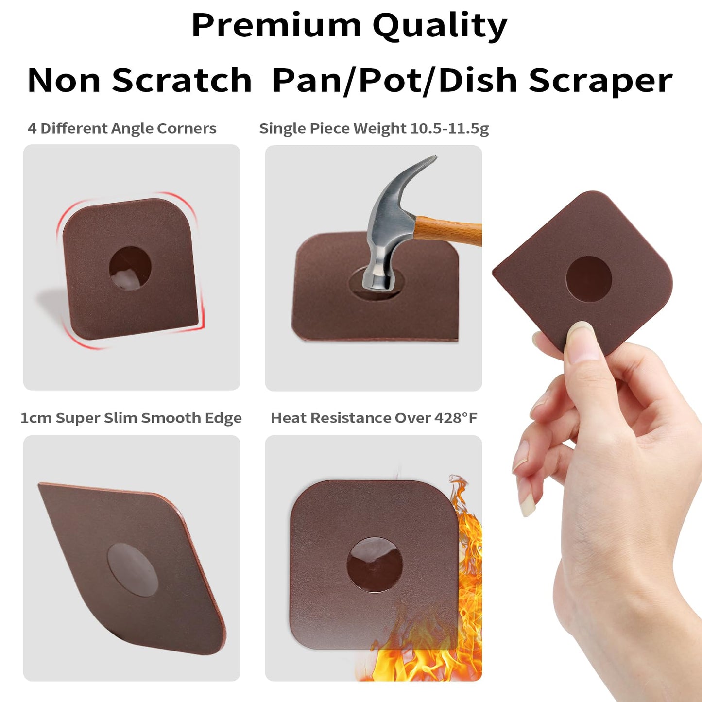 Pan Scraper Dish Scraper Tool Set, 5 Pack Plastic Pan Scraper Pot Scraper Food Scraper Nylon Non-Scratch Scraper, Polycarbonat Skillet Scraper Cleaner for Cleaning Grease Burnt Food, Kitchen Scraper