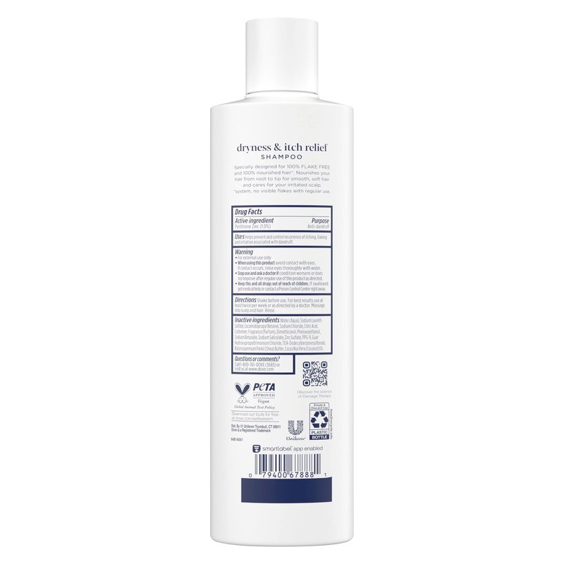 Dove Damage Therapy Derma Shampoo Pack of 6 Dryness + Itch for Flaky Scalp with Pyrithione Zinc and Coconut Oil 12 Fl Oz
