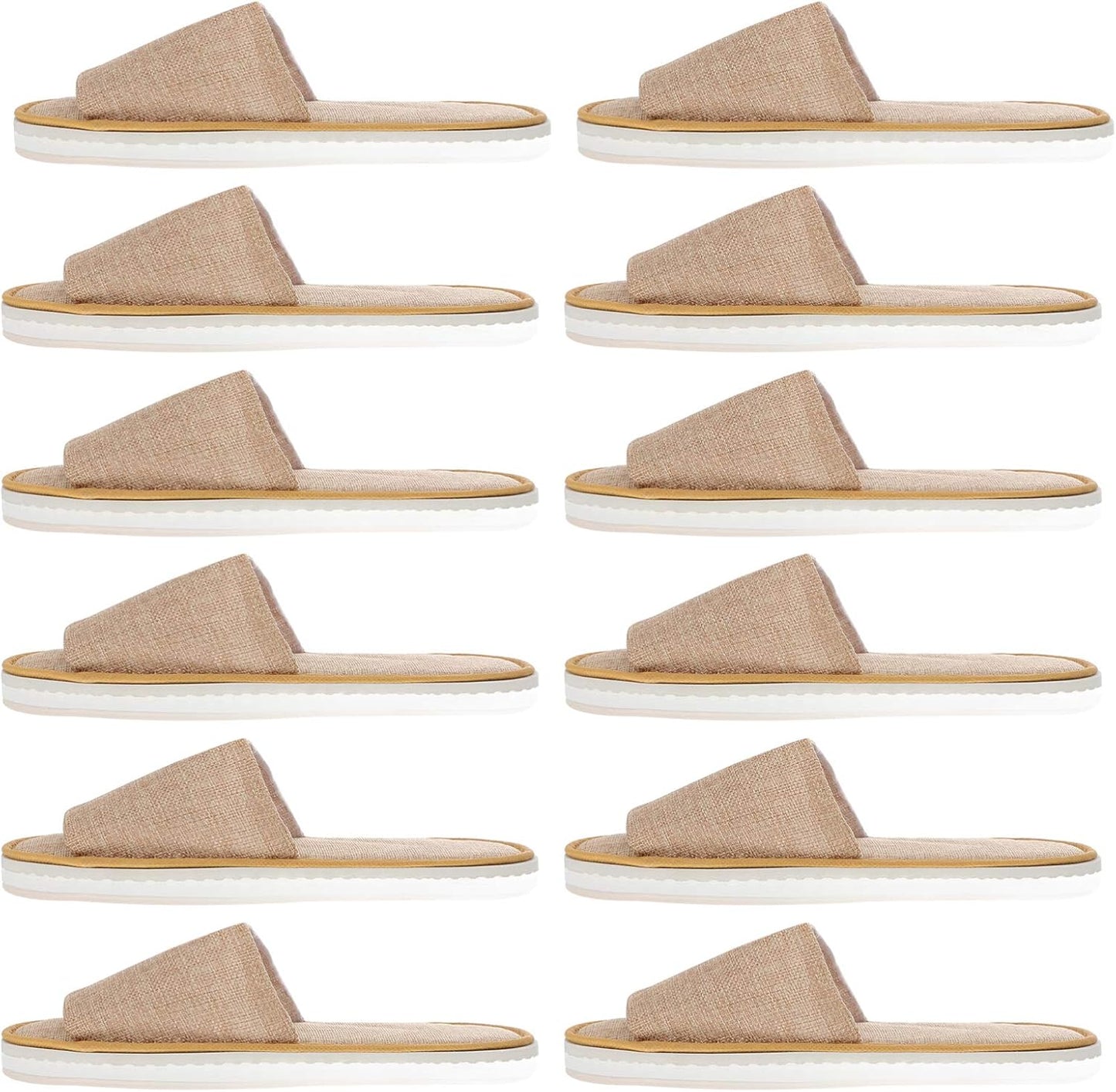 Disposable Travel Slippers - Open Toe Nonslip Indoor Spa Footwear | 6 Pairs for Guests