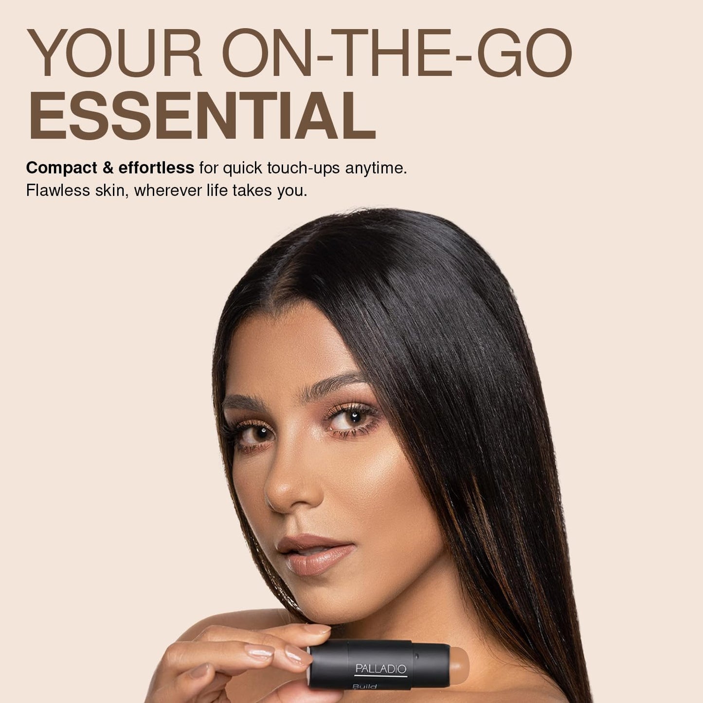 Palladio BUILD & BLEND Foundation Stick, Medium Coverage Buildable Contour Stick for Face, Ultra Blendable Creamy Formula for a Natural Shine Free Finish, Natural Beige
