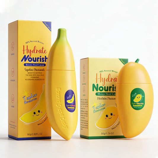 Charm Kiss 2Pcs Hand Cream for Dry Cracked Hands, Banana And Mango Hand Cream Gifts Set for Women,Fruit Hand Lotion, Lightweight & Hydrating Hand Lotion Moisturizer (Mango, Banana)