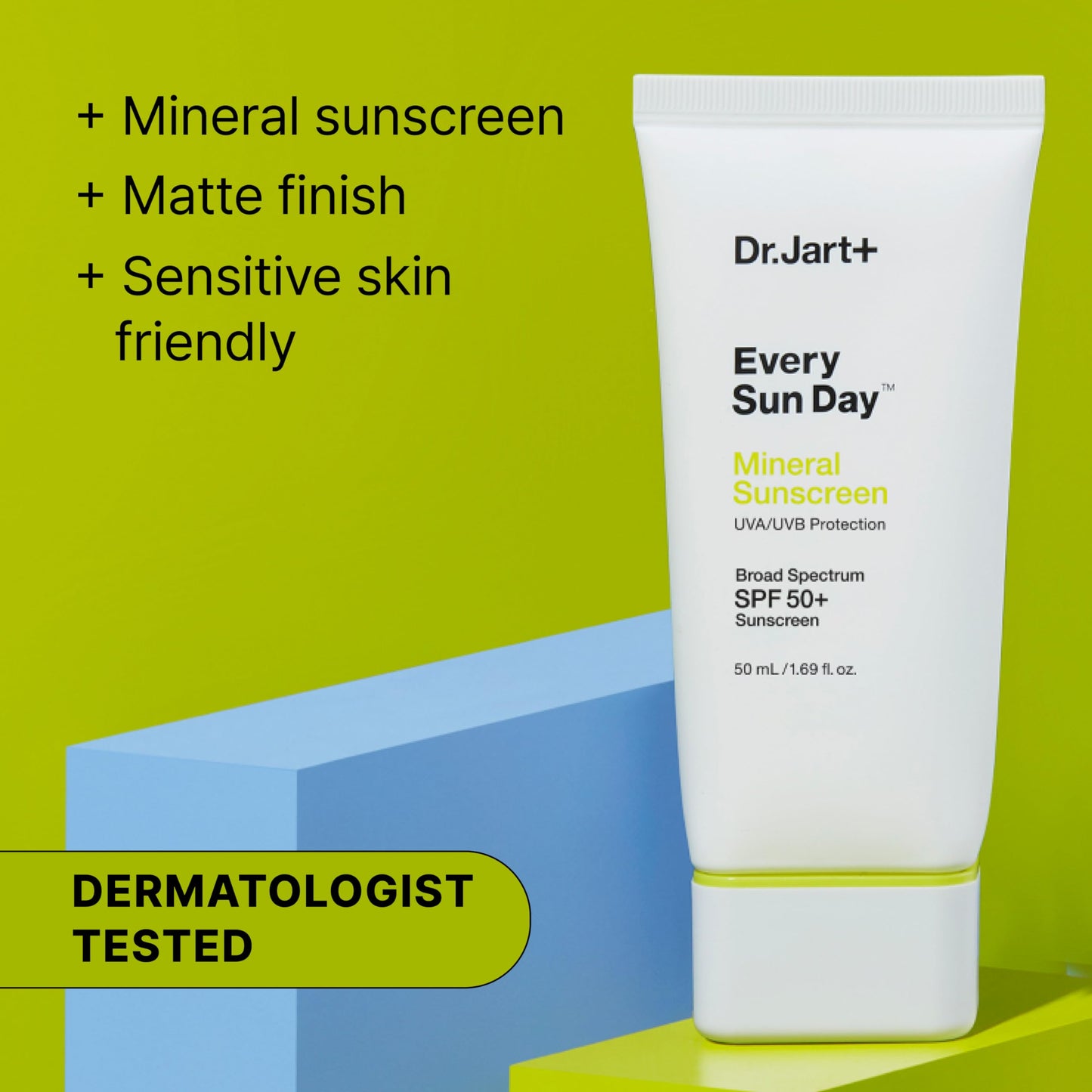 Dr.Jart+ Every Sun Day Mineral Korean Sunscreen SPF 50+ for Face with Zinc Oxide | Korean Skin Care | Travel Size, 1.69 Fl Oz