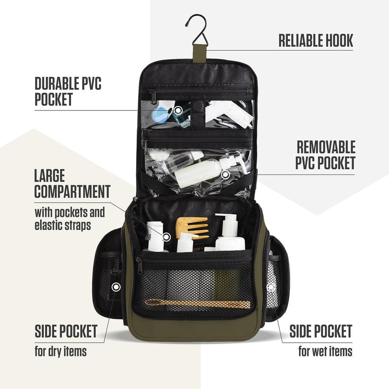 Travel Toiletry Bag & Quick Dry Towel Set - Perfect for Camping, Hiking, Business Trips | Large Size Towel