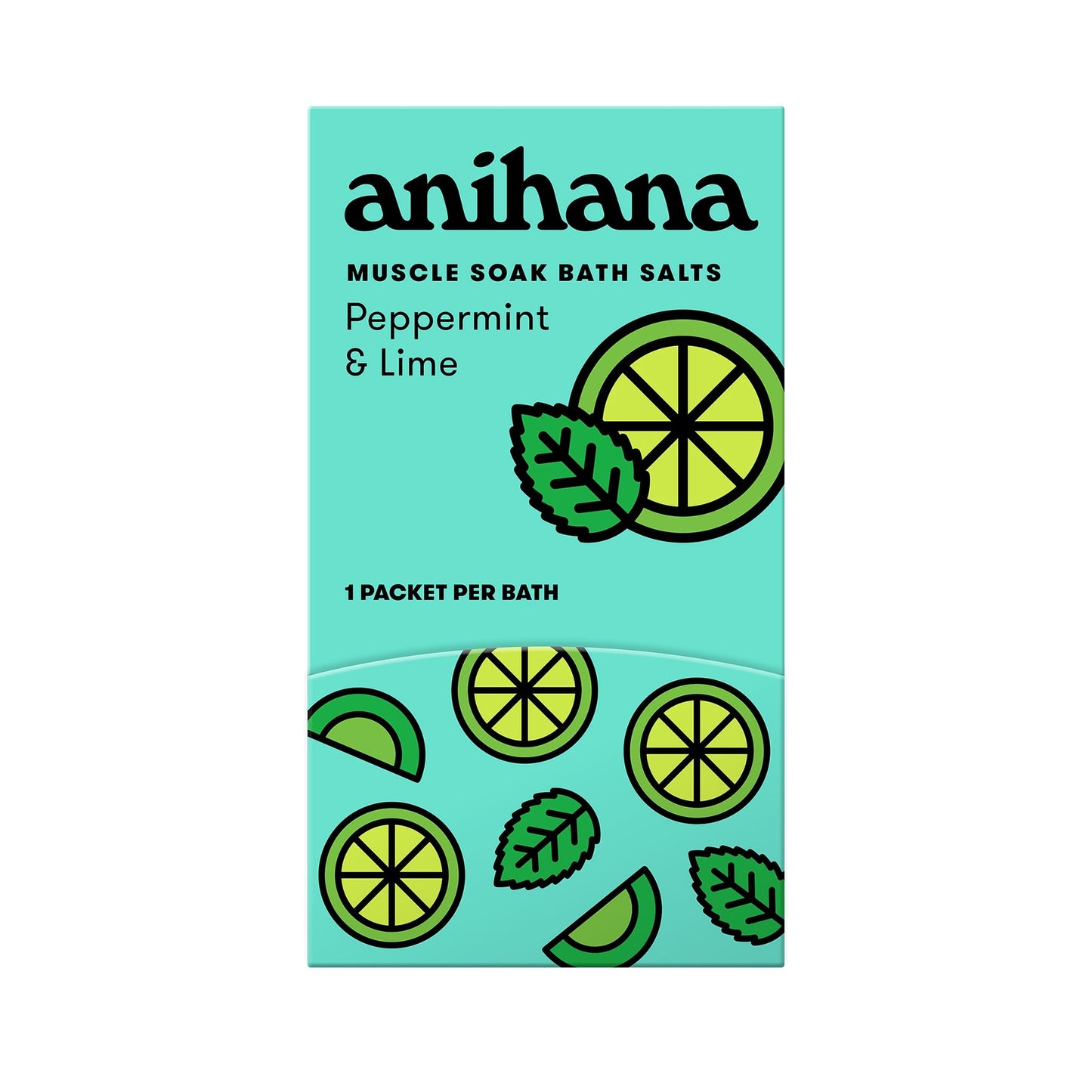 ANIHANA Relaxing Bath Salts, Muscle Soaking Aid with Coconut Oil, Helps Ease Aches and Pains, Relaxing Peppermint & Lime Scent, 15pk