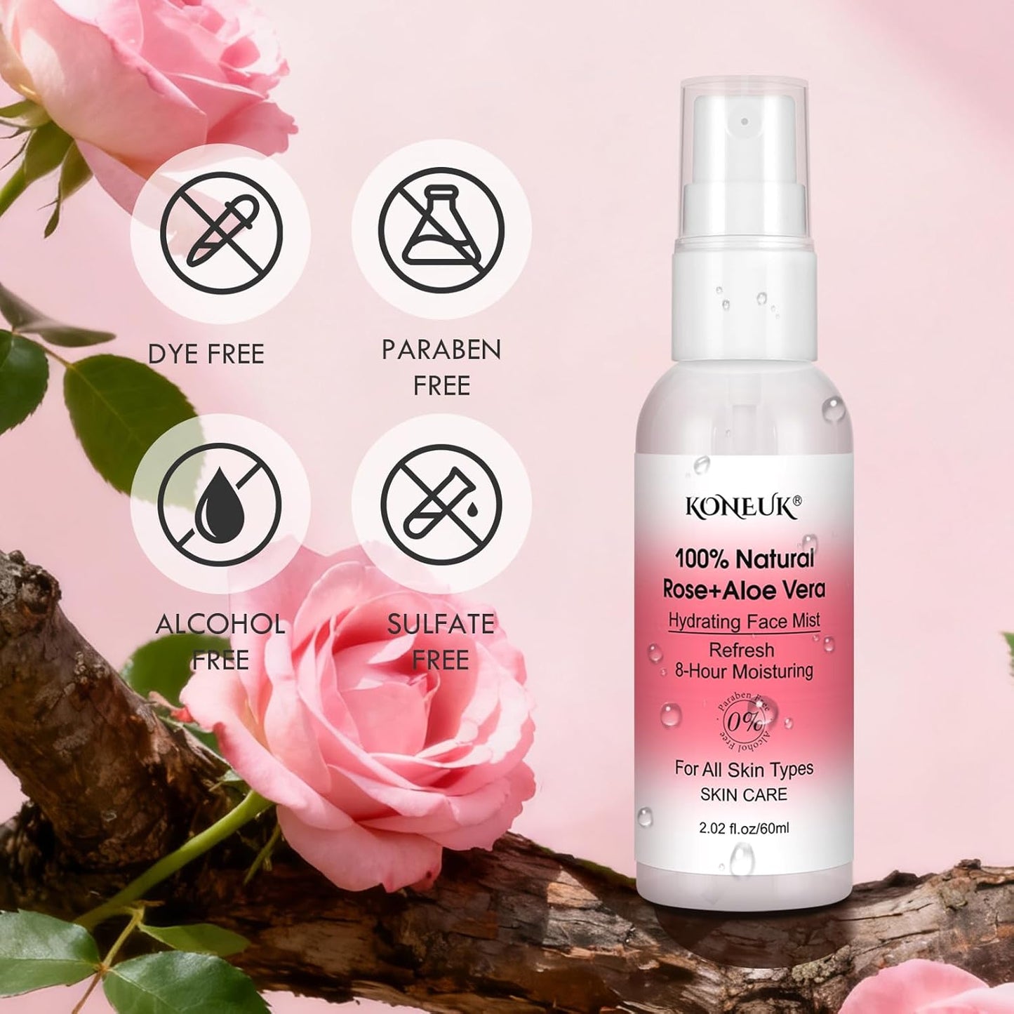 Refreshing Face Mist Kit - Long-Lasting Hydration & Soothing Spray for Glowing Skin | Mini Travel Size 2.02 fl oz, 6 Pack