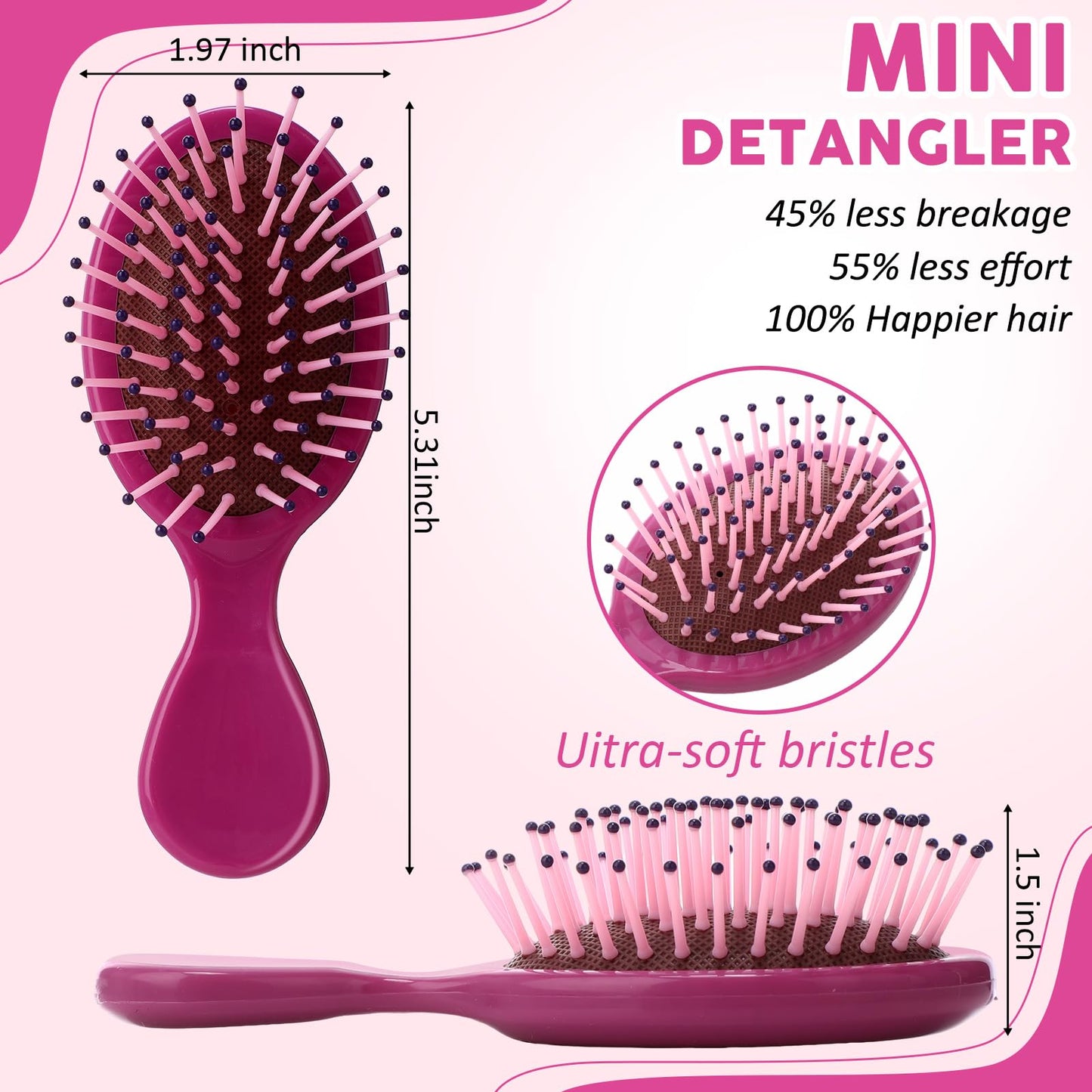 Zopeal 28 Pcs Kids Gifts Wet Hair Mini Brush Travel Hygiene Supplies Bulk Girl Back to School Small Pocket Summer Camp Hairbrush Detangler Soft Bristle Bridesmaid Party Favor(14 Colors)