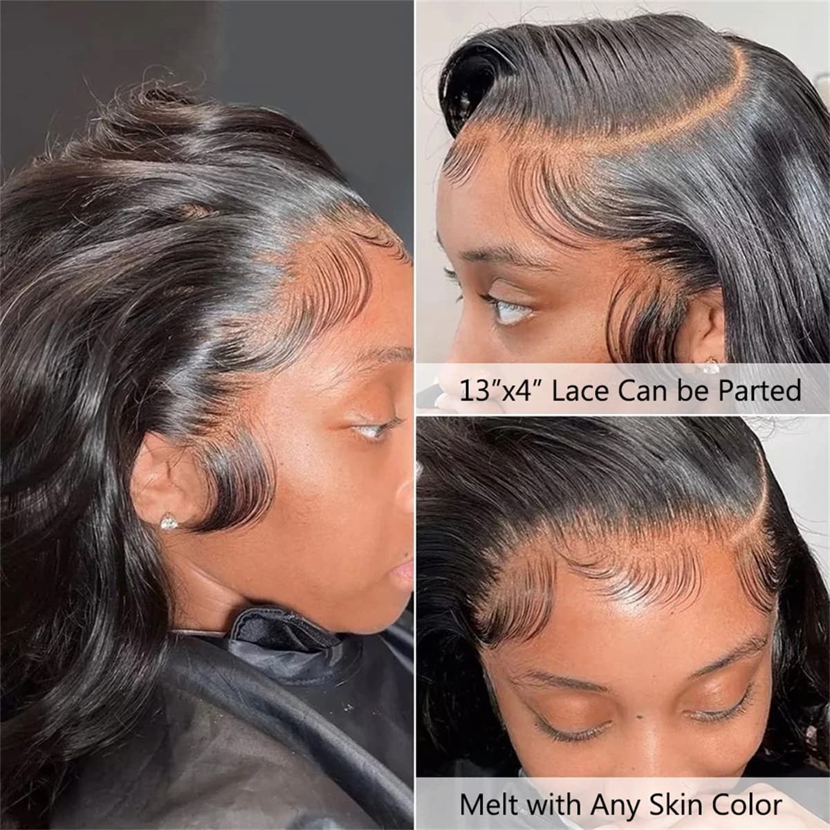 13x4 Body Wave HD Lace Frontal Human Hair 16 Inch Body Wave Ear to Ear Transparent Lace Frontal Only 100% Unprocessed Brazilian Virgin Human Hair Closure Pre Plucked with Baby Hair