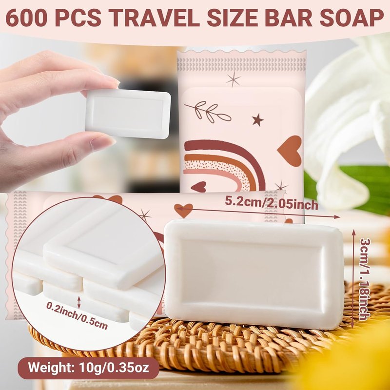 Mini Hotel Soap Bars - 200 Pcs Individually Wrapped Travel Size Hand Soap | Rainbow Colors