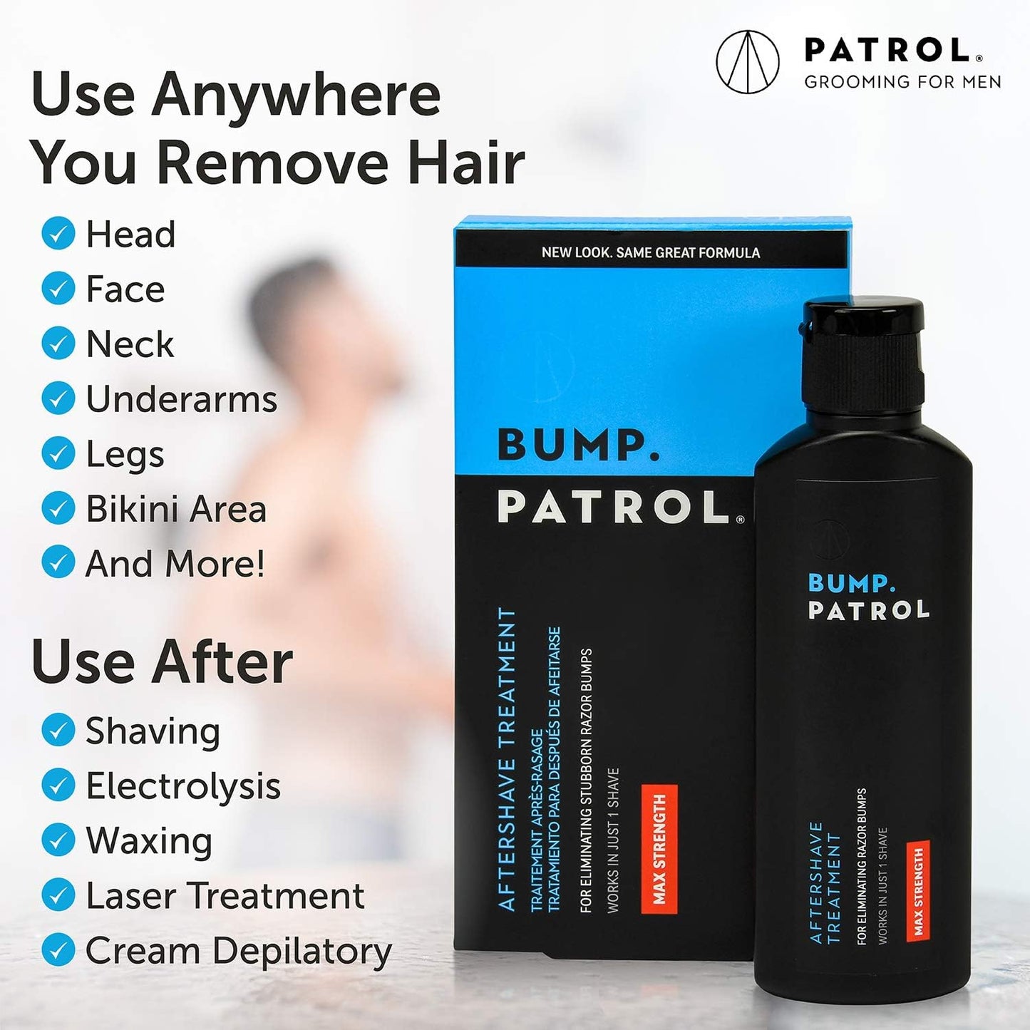 Bump Patrol Maximum Strength Aftershave Treatment Serum – Razor Bump Stopper and Ingrown Hair Treatment for Men and Women, Fast Acting Salicylic Acid for Razor Burn & Shaving Irritation - 2 oz Pack 4