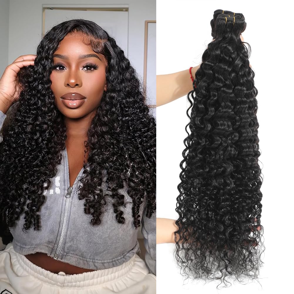 Water Wave Human Hair Bundles - 100% Unprocessed Double Weft Extensions | Curly 20 Inch for Black Women