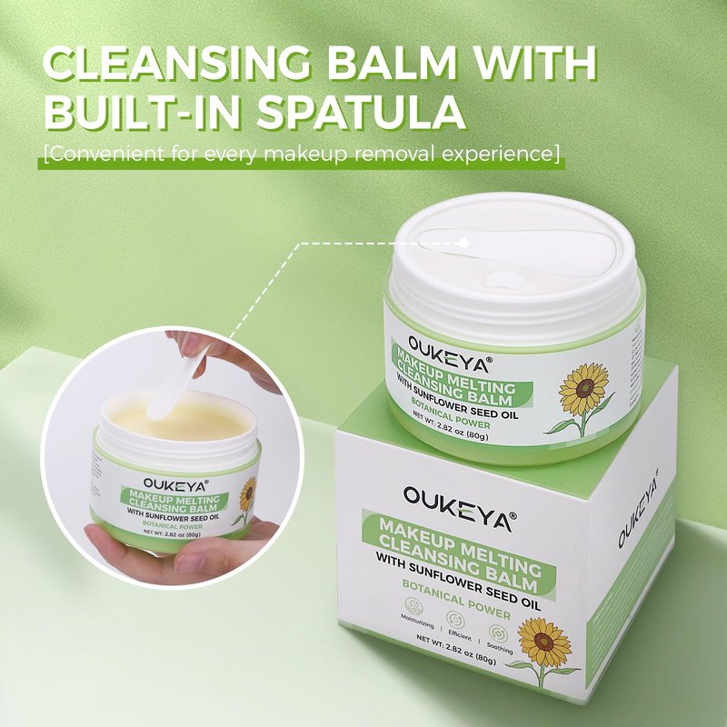 OUKEYA Cleansing Balm,Makeup Remover Balm-Natural Ingredients-Suitable for All Skin Types,Gently Remove Mascara, Eyeliner Makeup | Removes Dirt & Impurities 80g/2.82oz