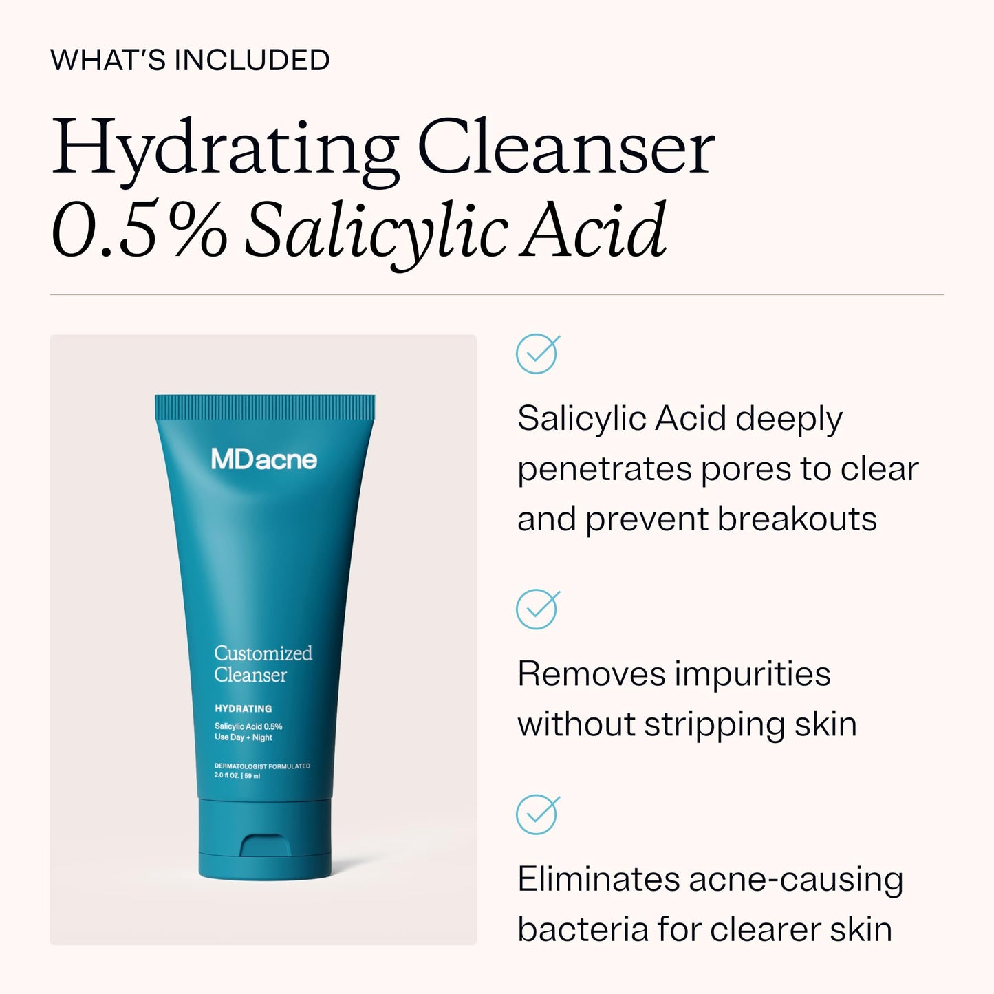 MDacne 3 Step Face Acne Treatment Kit, Benzoyl Peroxide Cream 2.5%, Salicylic Acid Cleanser, Niacinamide Moisturizer – Medicated Plant-Based Skincare for Adult & Teen Acne, 30 Day Kit