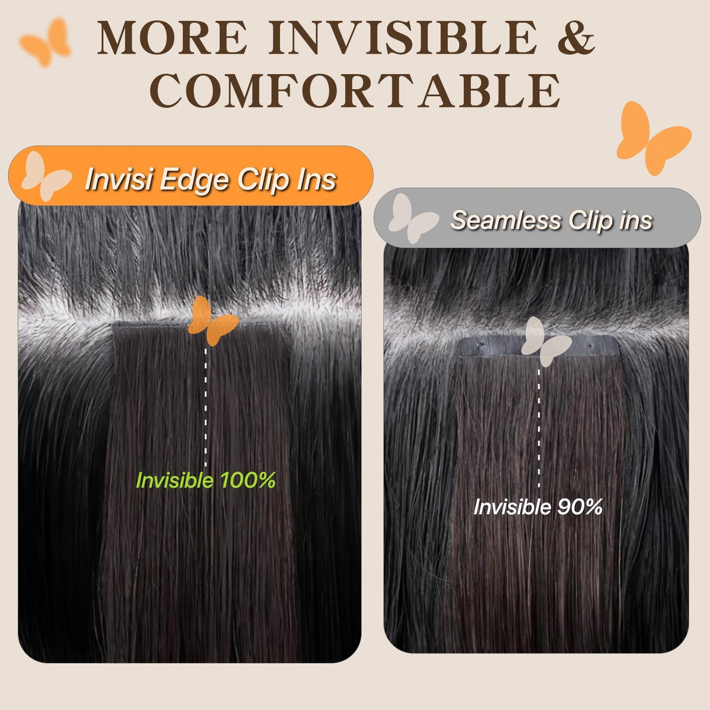 TESSHAIR Remy Human Hair Extensions Clip in Natural Black Straight 10 Inch Real Hair Extensions Clip in Human Hair Straight Human Hair Clip Ins 85g 7Pcs