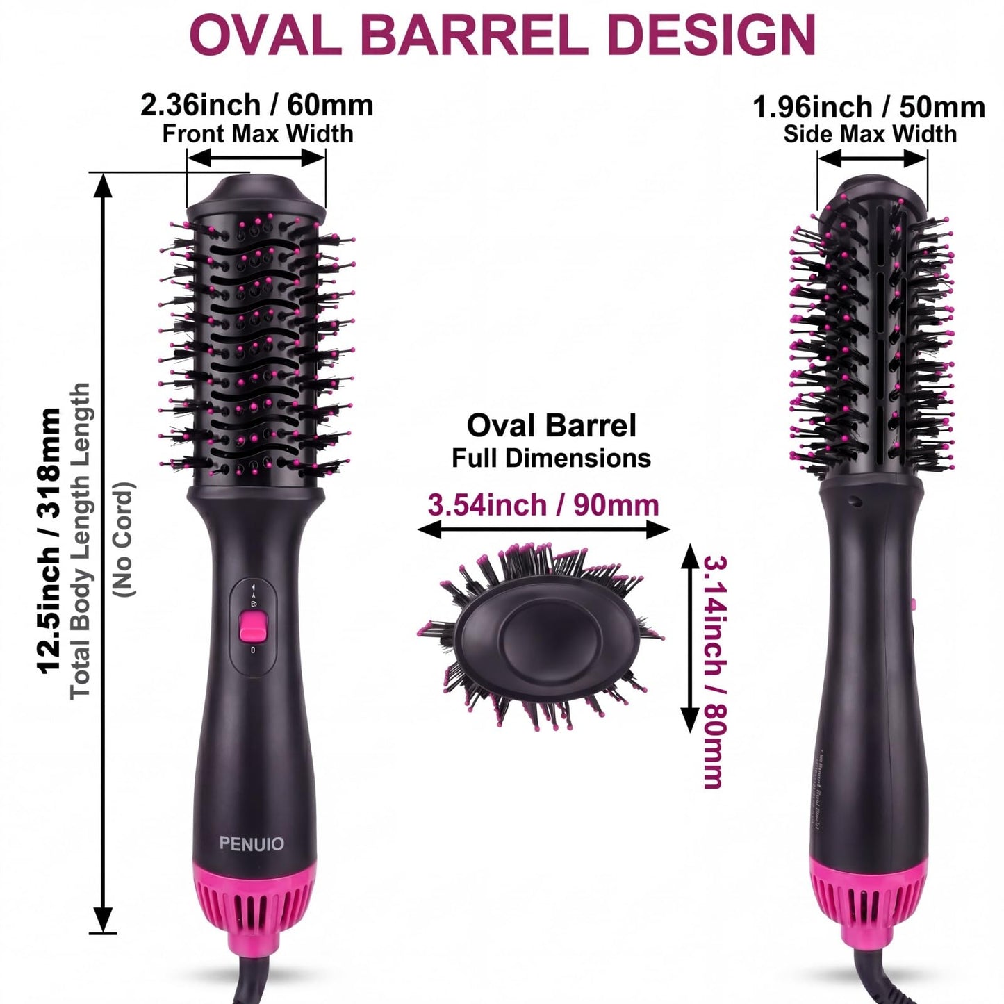 Hair Dryer Brush Blow Dryer 4-in-1 Hot Air Styler, Blowout Brush Hair Dryer Styler & Volumizer with Ionic |Oval Large Barrel|Anti-frizz Blowout for Medium Long Hair [NOT for Short Hair] 3.5''