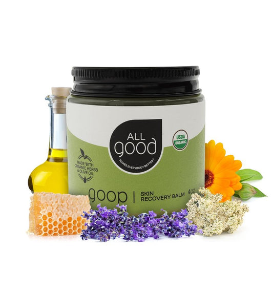 All Good Goop Organic Skin Care Recovery Balm - All Purpose Ointment w/Calendula, Lavender, Beeswax - Chafing Cream, Dry Skin Salve, Cracking Lip Moisturizer - Soothes, Hydrates & Calms - 4oz