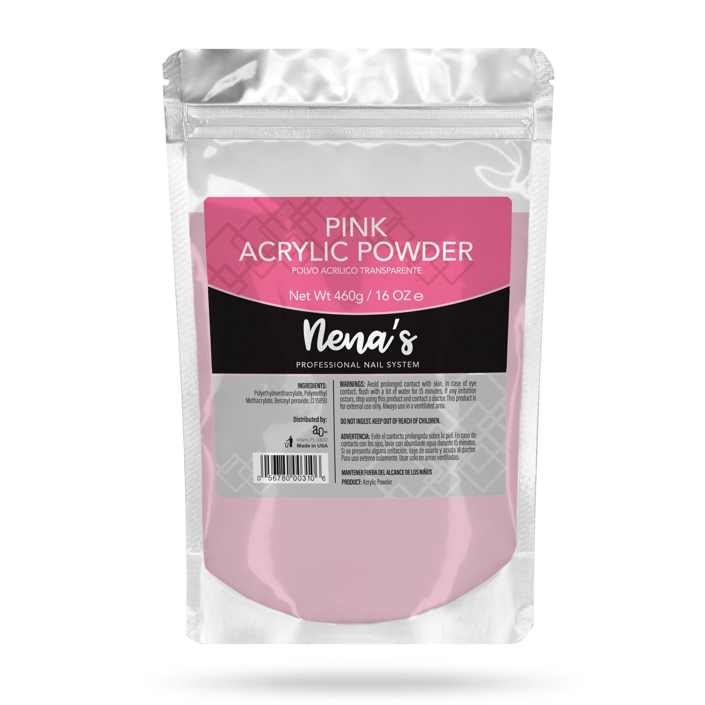 Nena's Superior Sculpting Powder Professional Acrylic Nail System Clear Medium Pink 16 oz 460 g (Pink)