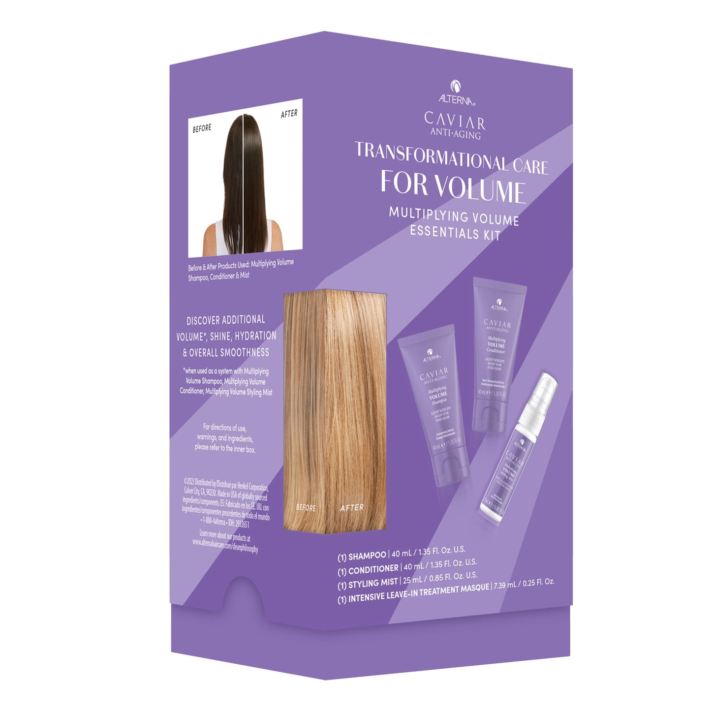 Alterna Haircare CAVIAR Anti-Aging Multiplying Volume Travel Kit - Shampoo, Conditioner, Styling Mist | For Fine, Thin Hair | Light Hold | Sulfate Free