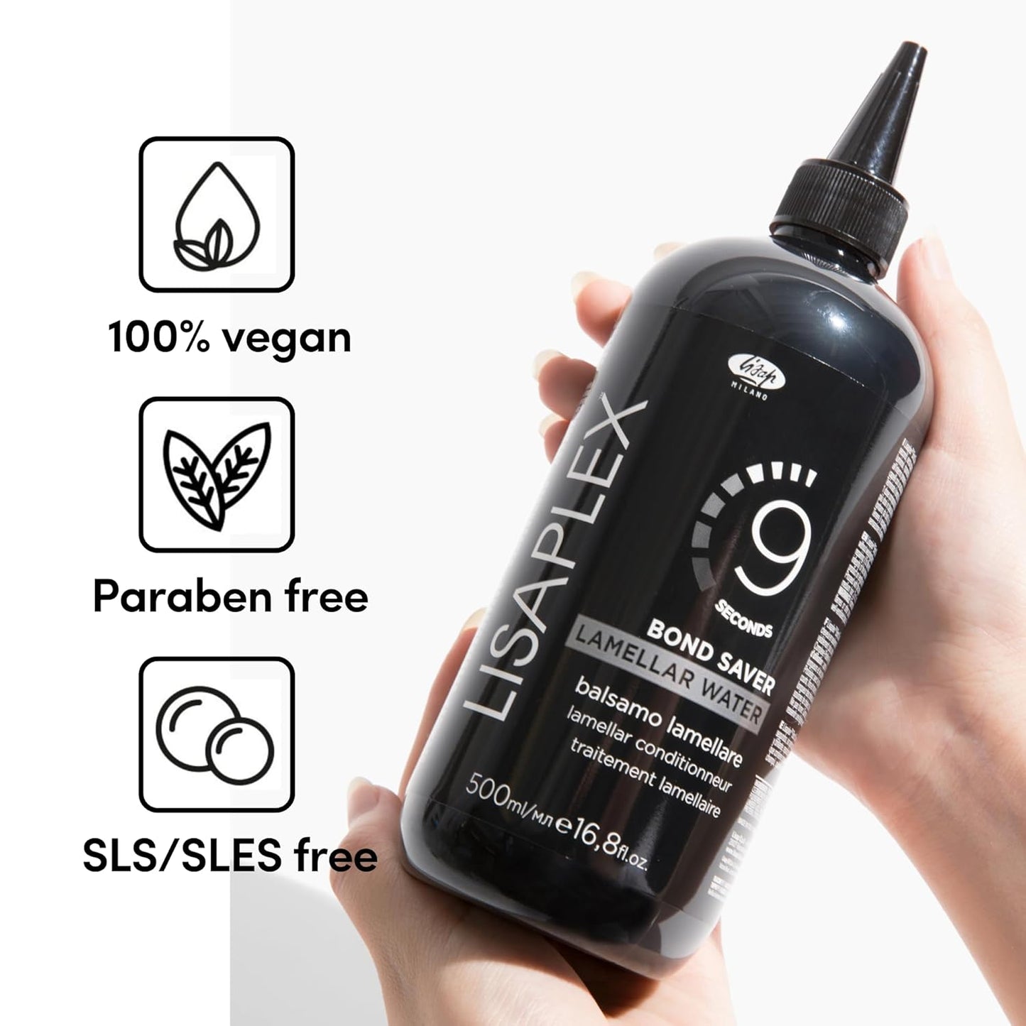 Lisaplex Bond Saver Lamellar Water - 9 Sec Hair Repair & Detangling | Smooth Shine & Frizz Control, 8.45 fl oz