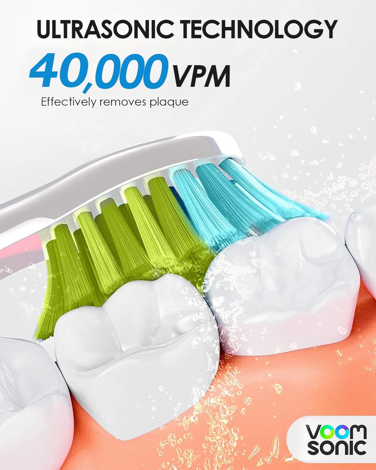 Voom Sonic Electric Toothbrush – Bathroom Essentials & Travel Essentials – Ultrasonic Electric Toothbrush for Adults – USB Rechargeable 40,000 Strokes/Minute – 3 Speeds – Pro 3 Series (Purple)