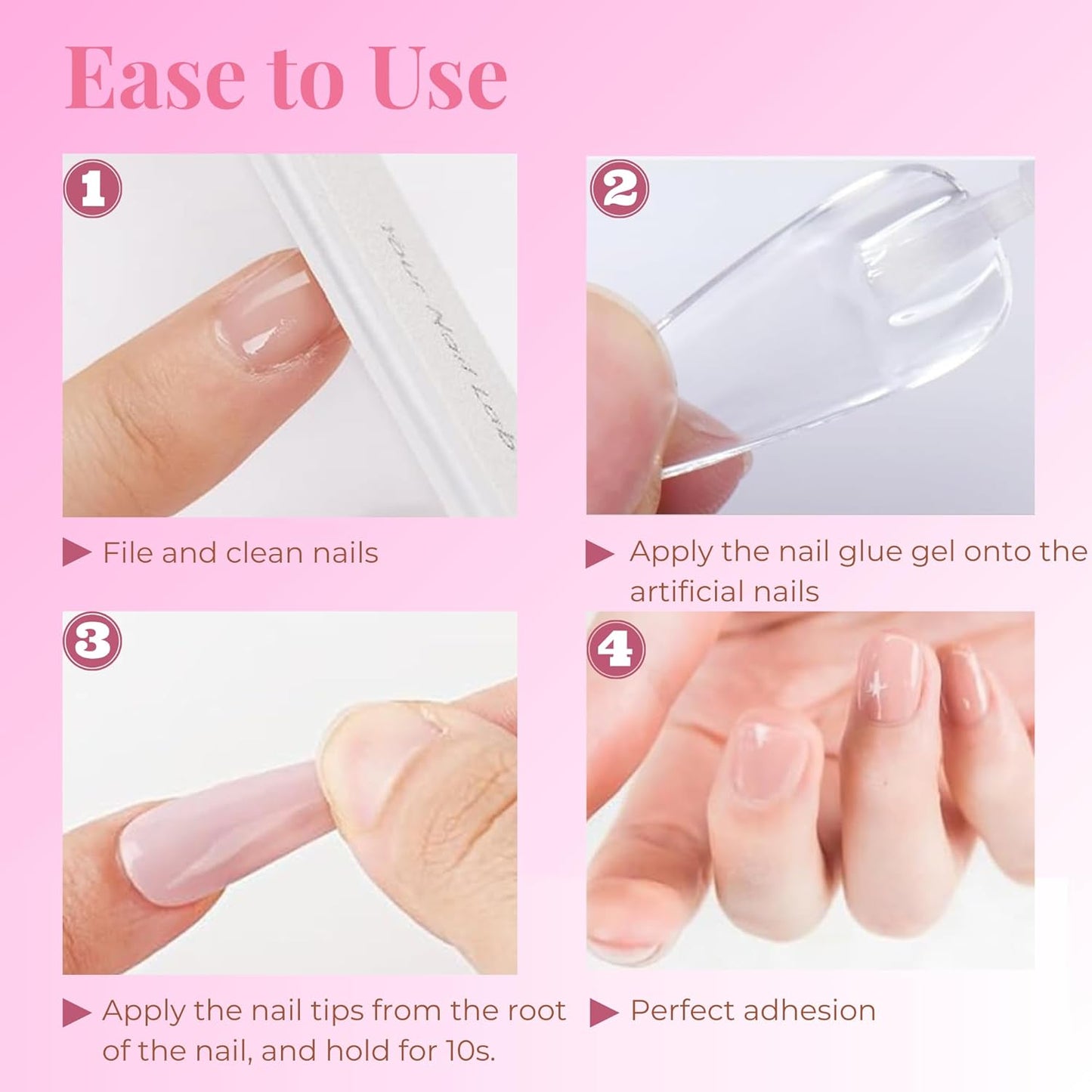 Super Strong Nail Glue for Acrylic Nails Press on Nails Professional Nail Glue for Nail Tips Fake Nails False Nails Long Lasting for Stick On Nails Broken Nails 0.07oz 12pcs