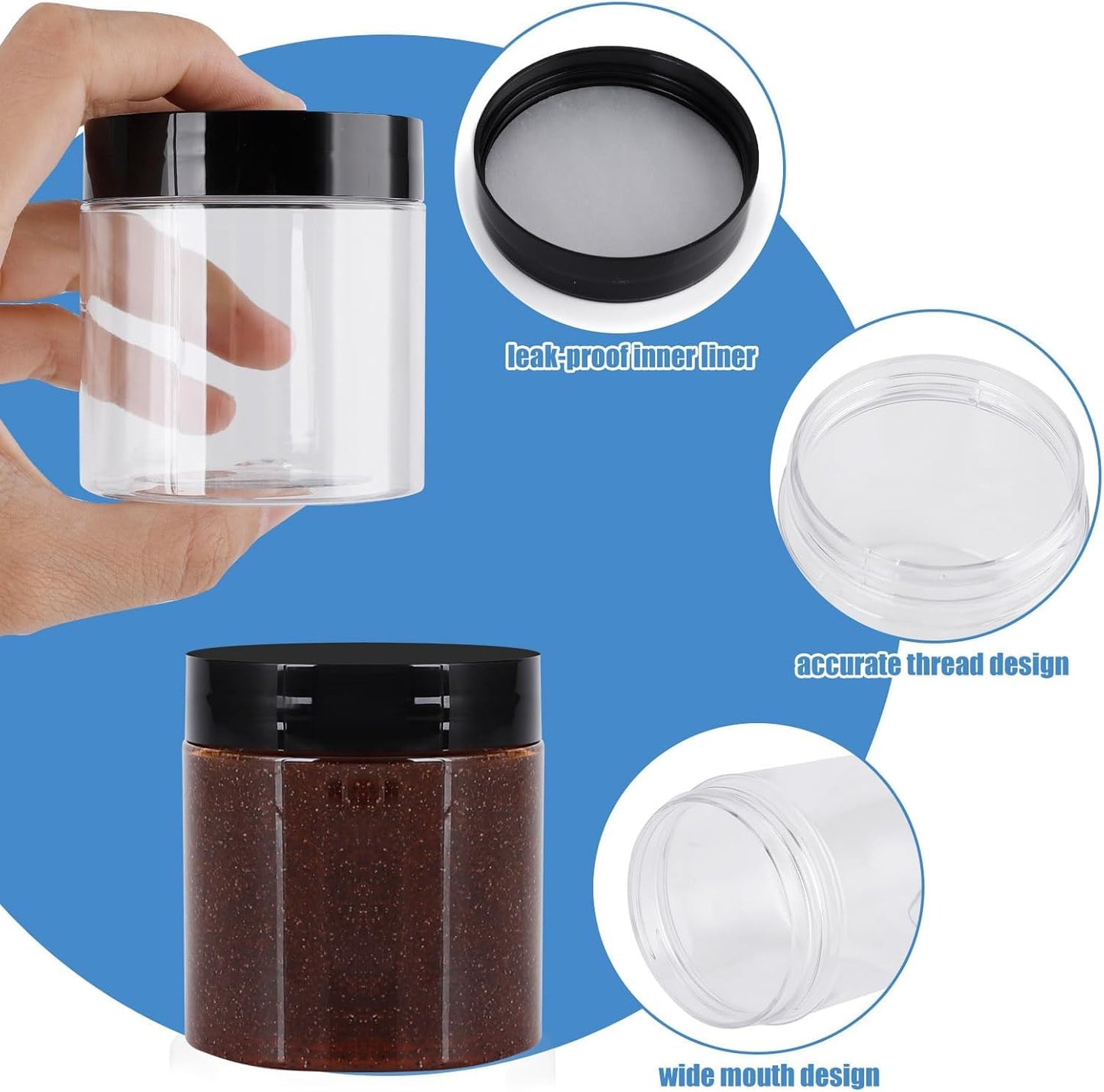 75 Pack 4 Oz Plastic Containers with Lids, OBKJJ Clear Travel Size Leak Proof Makeup Travel Containers BPA Free Cosmetic Slime Jars for Lotion, Cream, Body Butter, Makeup, Ointments (75)