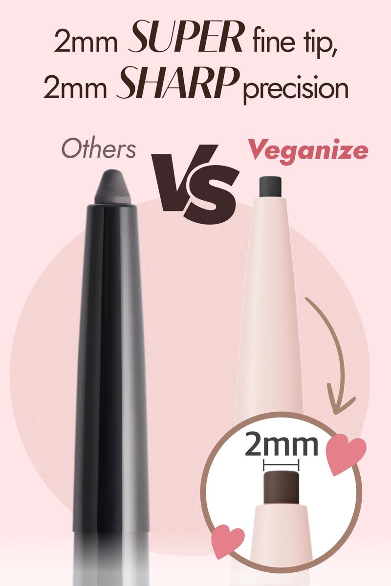 self beauty Veganize 2mm Slim Gel Pencil | Retractable Waterproof Gel | Long Lasting Water Resistant | Ultra Thin Precision for Beginners 0.35 oz (03 Cocoa Brown)