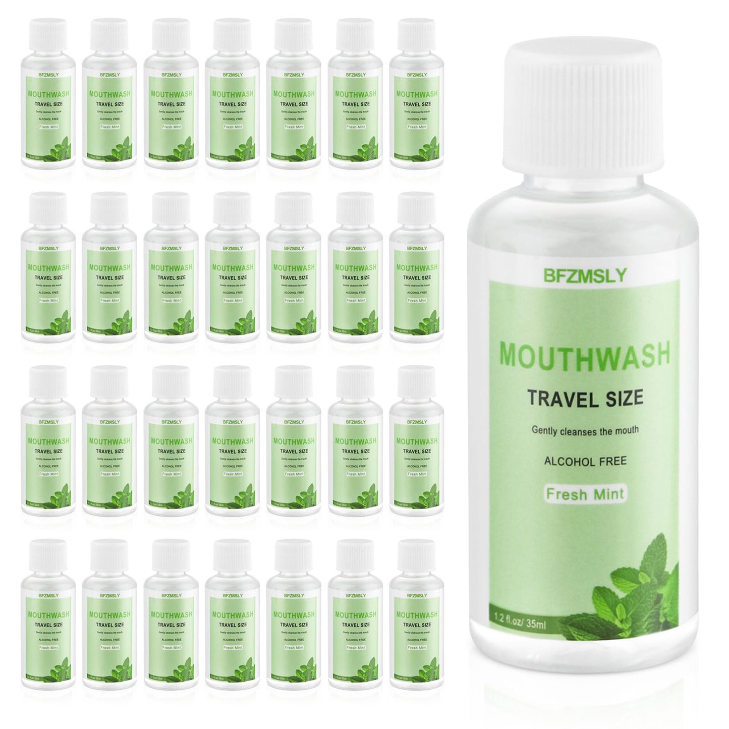 50 Pc Travel Size Mouthwash, 1.2oz/35ml Mini Mouthwash, Alcohol-Free, Portable Oral Rinse for Travel, Hotels, On-The-Go (Mint)