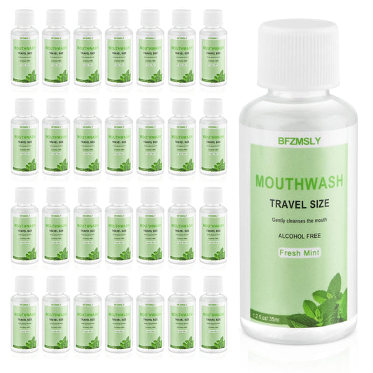 50 Pc Travel Size Mouthwash, 1.2oz/35ml Mini Mouthwash, Alcohol-Free, Portable Oral Rinse for Travel, Hotels, On-The-Go (Mint)