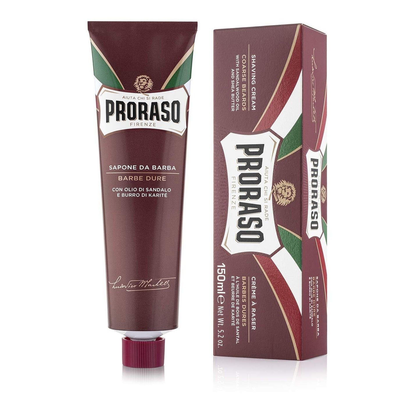 Proraso Shaving Cream - Sandalwood Oil & Shea Butter - Moisturizing & Nourishing Shave Cream for Coarse or Hard Beards - Premium Italian Shaving for Men - 5.2oz,(Pack of 2)