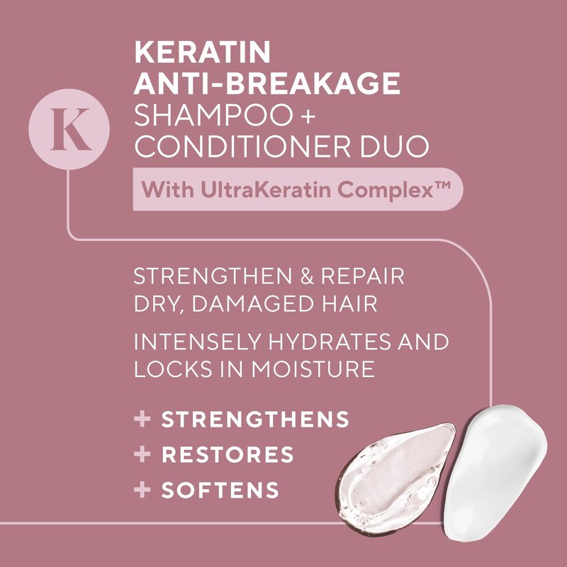 Infusion K Keratin Anti-Breakage Shampoo & Conditioner with UltraKeratin Complex | Hydrates & Strengthens | Enhances Softness & Shine | Color Safe | Paraben & Sulfate Free - Duo Pack