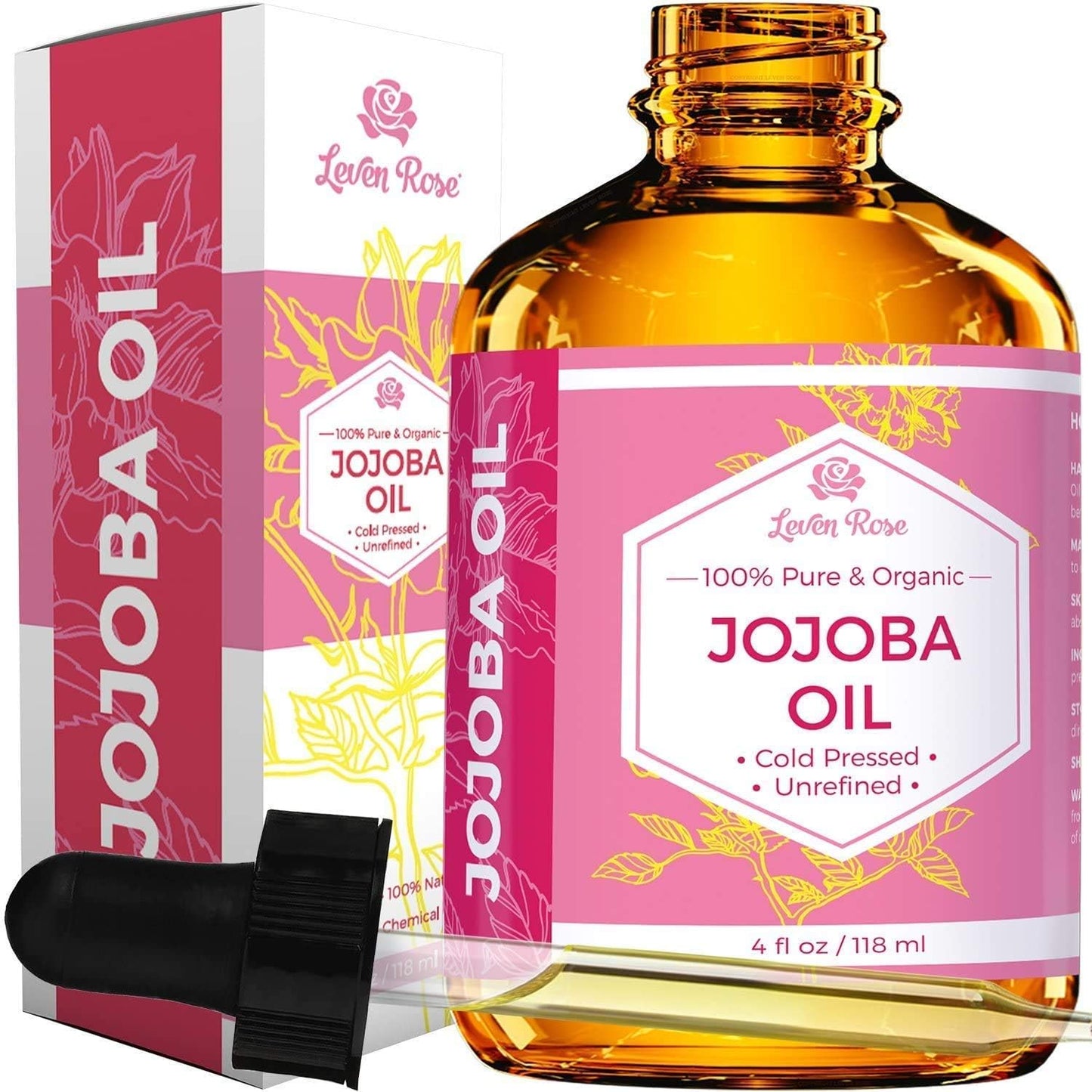 Jojoba Oil & Rose Water Facial Toner Bundle - Hydrating Moisturizer for Skin, Hair, Body & Nails | 4 oz Each