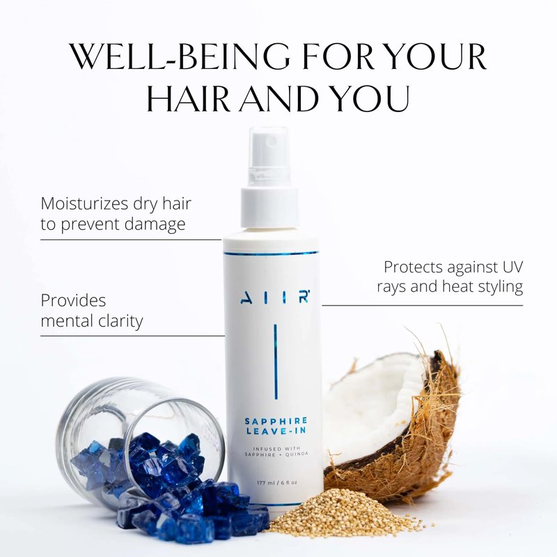 AIIR Sapphire Leave In Conditioner - Lightweight Moisturizing Detangler, Hydrate Dry Damaged Hair, Tame Frizz & Flyaways, Heat Protectant Spray for Blowouts and Thermal Styling, 6 oz