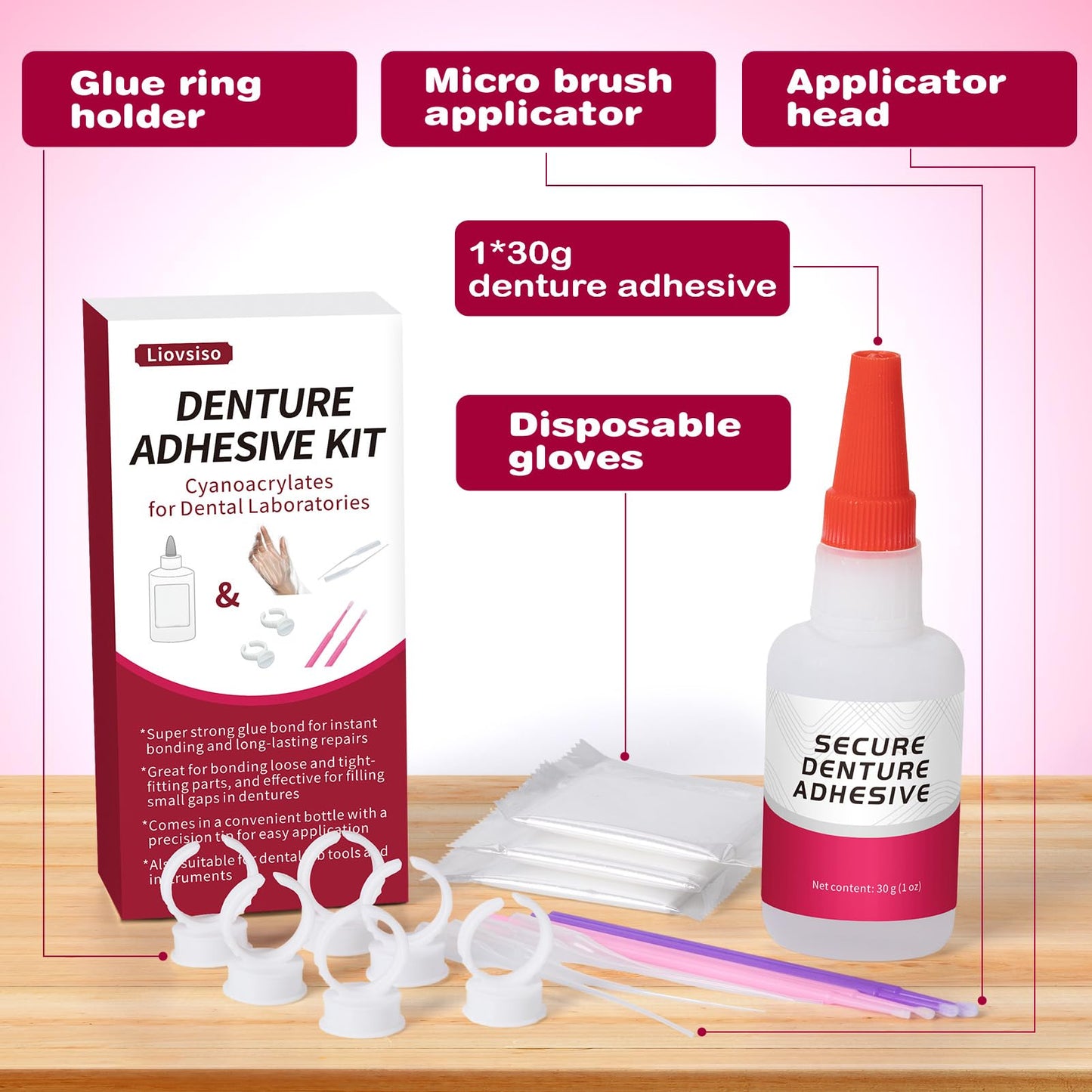 Dental Lab Instant Bonding Dental Glue (1oz), Repair Cracks & Secure Loose Teeth, Experience a Secure Bond That Lasts from Days to Weeks
