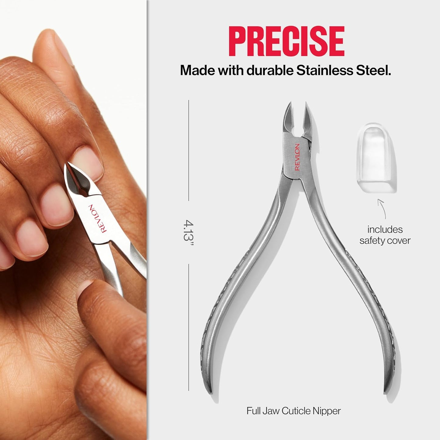 Revlon Cuticle Nipper - Precision Stainless Steel Manicure Tool for Nail Care | Easy-Squeeze Design, 1 Count