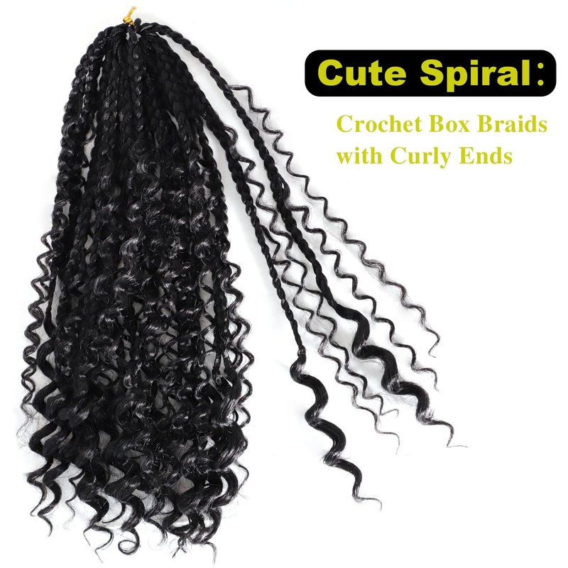 VIOLET 12 Inch Boho Box Braids Crochet Hair Goddess Box Braids Crochet Hair Prelooped Crochet Hair with Curly Ends Crochet Braiding Hair for Black Women (12 Inch, 7Packs, 1B/Gray)