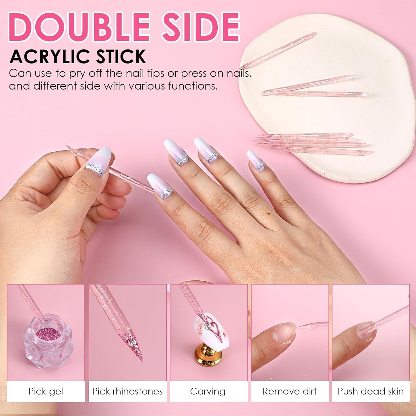 Press On Nail Tool Kit - 100PCS Nail Prep Set with Glue, Adhesive Tabs & Mini File | Perfect for Nail Art Starters