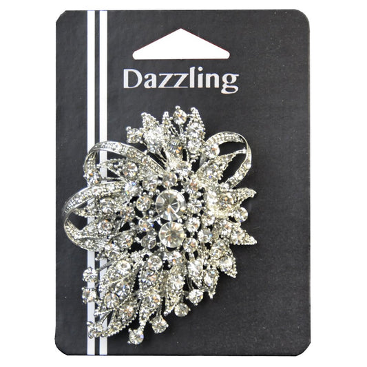 Belagio Enterprises 2 1/2-Inch Bouquet Rhinestone Brooch | BW-139 Silver