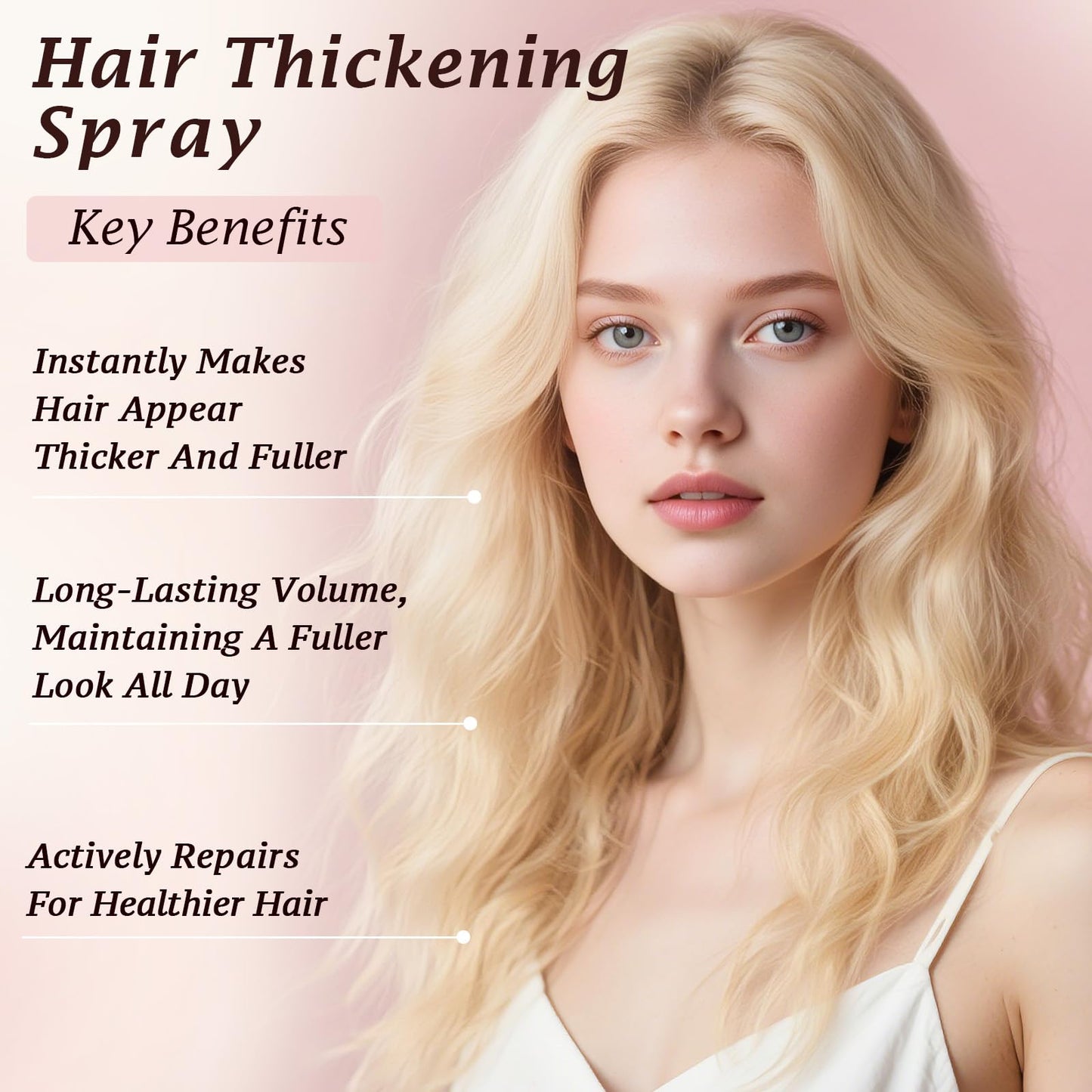 COSMTEK Hair Thickening & Volume Spray, Root Lifter for Fine Thin Hair, Instantly Thicker, Fuller, Keratin Repair Texturizing Spray for Women & Men - 8.5oz