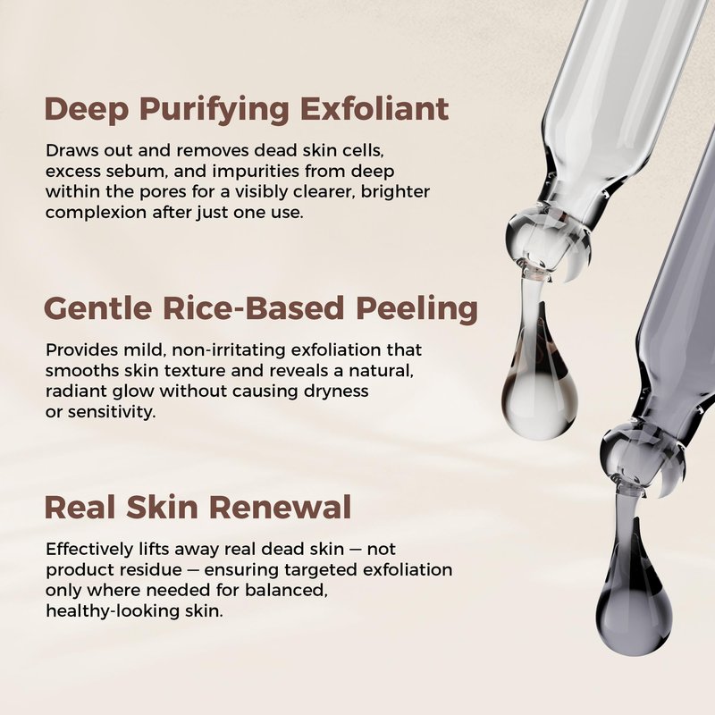 Peel Shot Glow Rice Ampoule Duo, Exfoliant Rice Ampoule, Upgrade Soft Exfoliating Face and Remover Body Scrub Dead Skin Exfoliating Serum for All Skin Types (White&Black, 120 Ml)