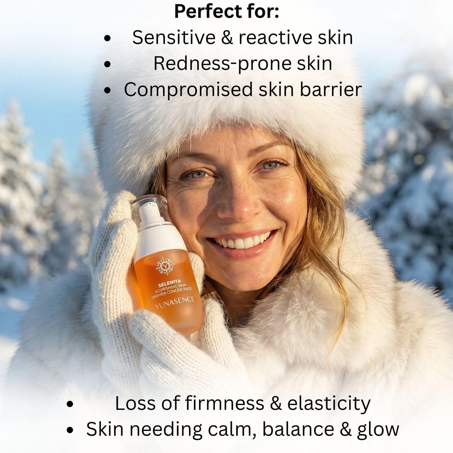 Yunasence SELENIYA Nourishing Skin Barrier Concentrate Oil, with Ceramide, Peptide, Microalgae, Selenium, 1oz For sensitive, compromised, thin, dry skin and rosacea.